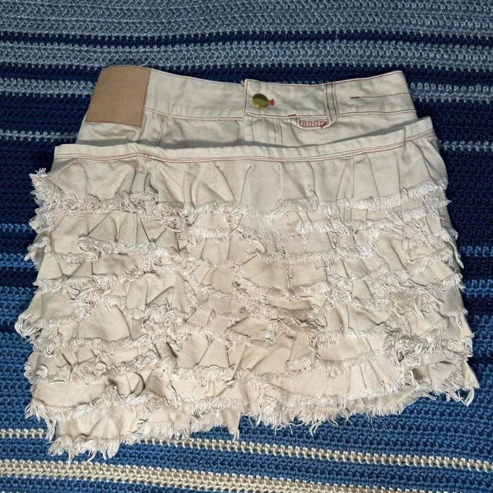 Spring & Summer Frayed Ruffle‎ Mini Skirt | 26" Waist